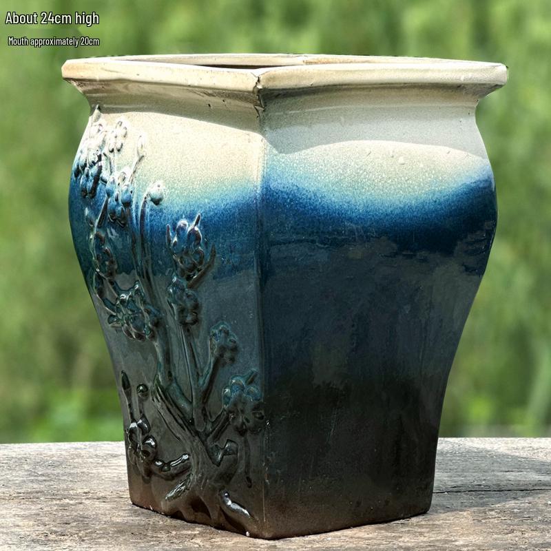 Терракотовый горшок для суккулентов ручной работы, большой квадратный с глянцевой глазурью и дышащим дизайном.