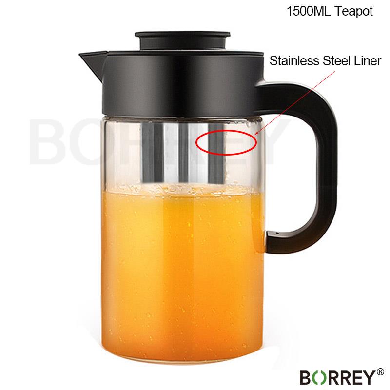 Большой чайник BORREY, термостойкий чайник, цветочный чайник, прозрачное стекло, кубик льда, контейнер для фруктового сока, чайник, крутой белый чайник