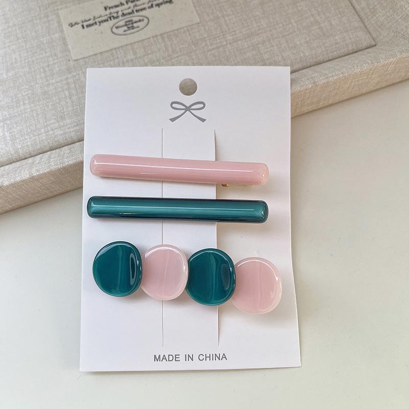 Инс Красочный Круглый Набор из Трех Предметов Заколка Мода Простой Темперамент Женская Челка Боковая Заколка Аксессуары для Волос