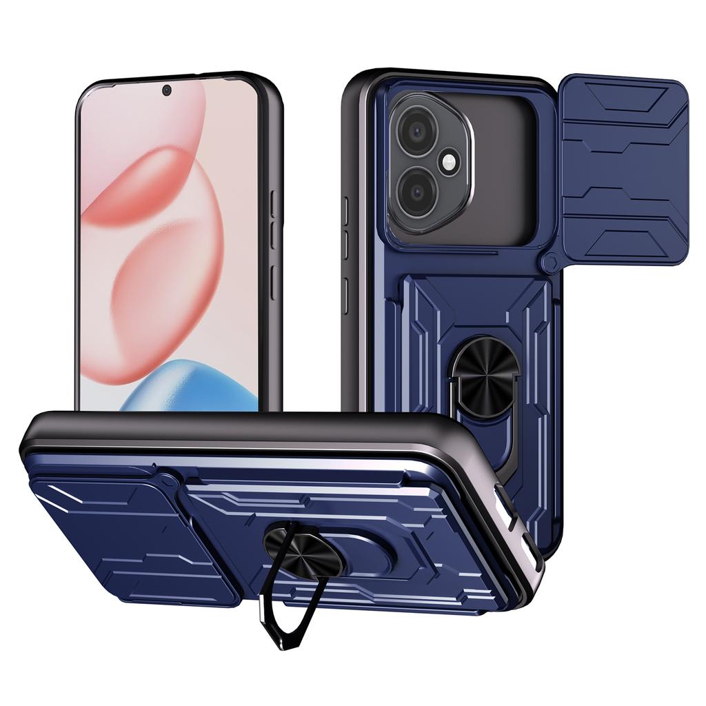 Для Honor 400 5G (Глобальный) Чехол ПК+ТПУ с подставкой и сдвижной крышкой для камеры