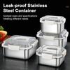 Stainless Steel Crisper Box 1200ml-3000ml Square Sealed Anti-Spill Lunch Box