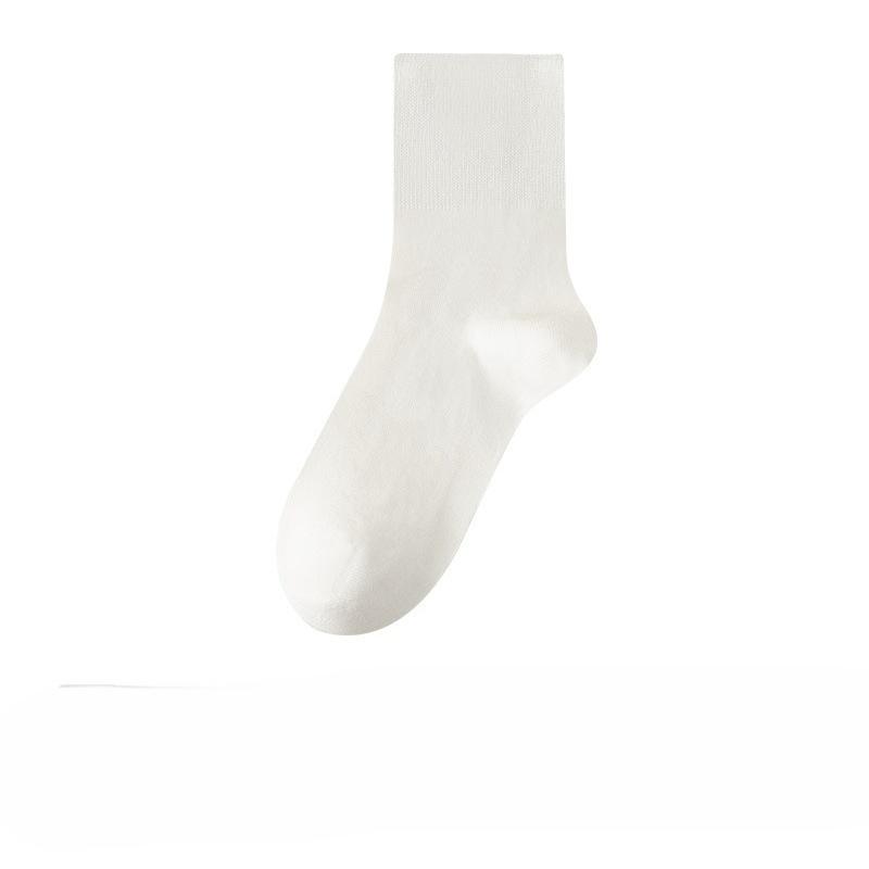 Женские осенние утолщенные свободные носки до середины икры из чистого хлопка, антибактериальные, влагоотводящие и дезодорирующие однотонные осенне-зимние носки