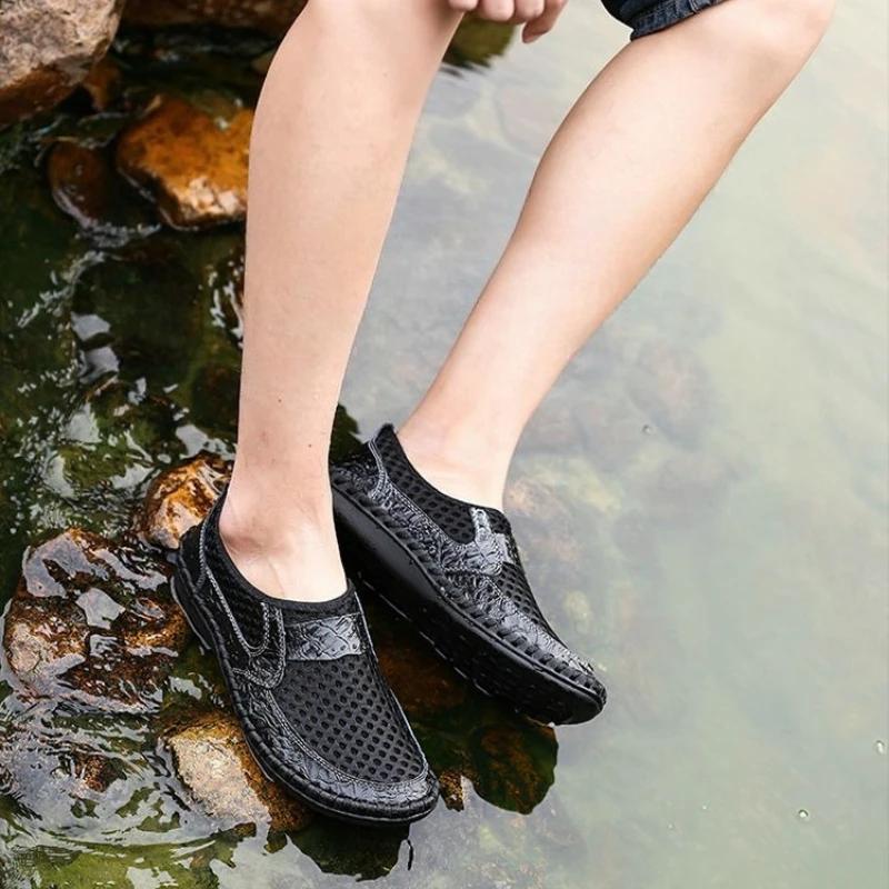 Модная дышащая обувь для мужчин резина натуральная кожа сетка цвет купить новая летняя низкая цена люкс H дешевая ликвидация Ева мужские сандалии