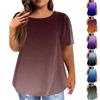 Women's Vintage Gradient Pleated Short Sleeve Casual T-shirt Top Plus Size Pullover  Basic Top
