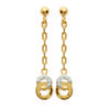 [K3832] - Gold Plated Earrings 'Déesse' Golden White - 28x5 Mm