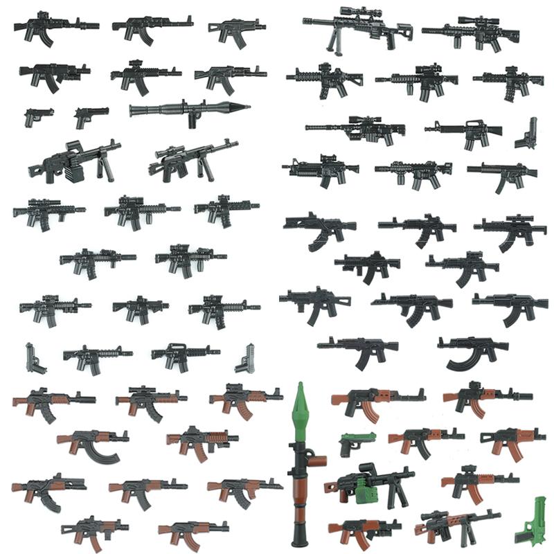 Военное Оружие Строительные Блоки Современные Фигурки Спецназа Солдат Армии Городская Полиция Многоцветные Аксессуары для АК Кирпичики Игрушки