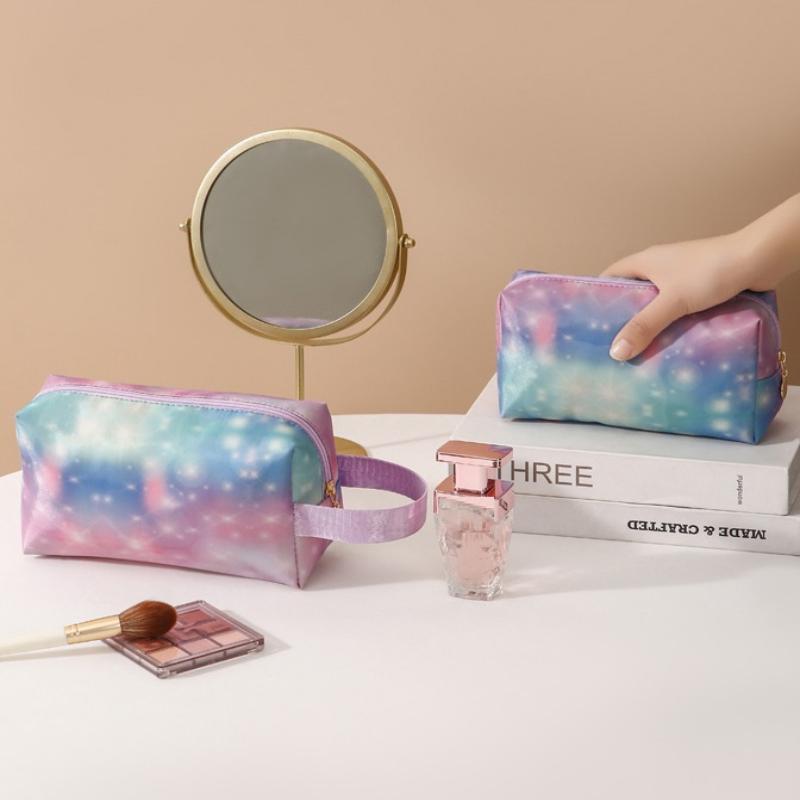 Косметичка с градиентом, с ручкой/без ручки, водонепроницаемая сумочка для макияжа, портативный дорожный органайзер для туалетных принадлежностей для женщин