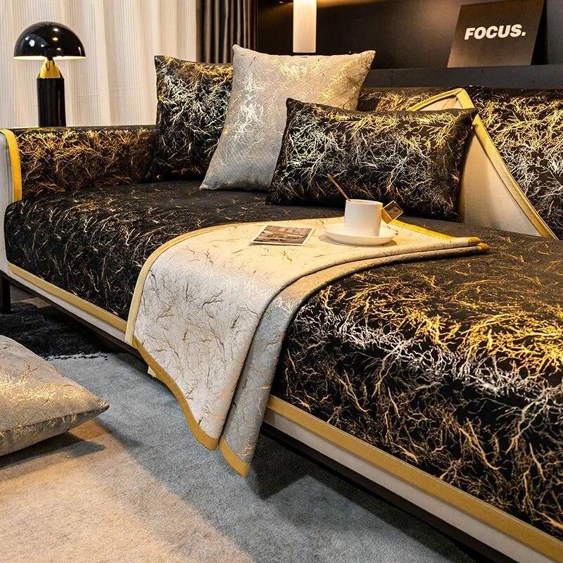 Luxury Bronzing Sofa Cover for Living Room All Inclusive Non-Slip Sofa Cushion Mat Couch Towel Sectional Couch Cover Home Decor