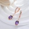 Длинные серьги-подвески с английской пряжкой и фиолетовыми кристаллами из циркона для женщин, модные висячие украшения для ушей