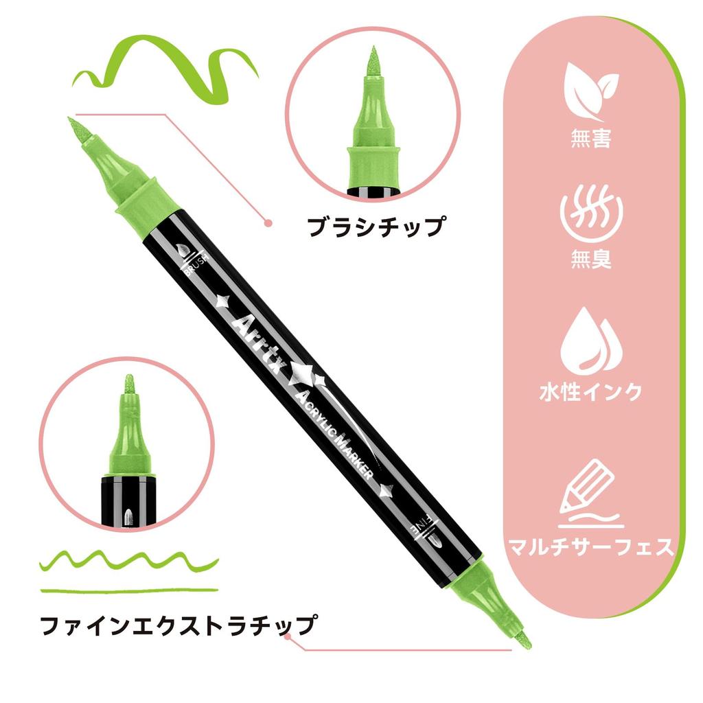 Arrtx Acrylic Set Fine Brush Tip Compatible with and Plastic Scrapbooking and Card Decoration For Professionals and DIY Markers, 112-Color 2-Way &