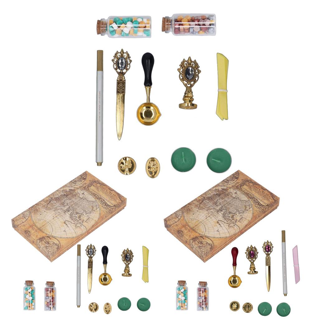 Набор восковых штампов в европейском стиле в стиле ретро, конверты для ручной работы, набор для запечатывания воска огнестойкой краской, подарок 