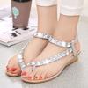 Rome Womens Sandals 2019 Summer Newest Sandals Peep Toe Female Flat Sandals Rhinestone Bohemian Wedges Shoes