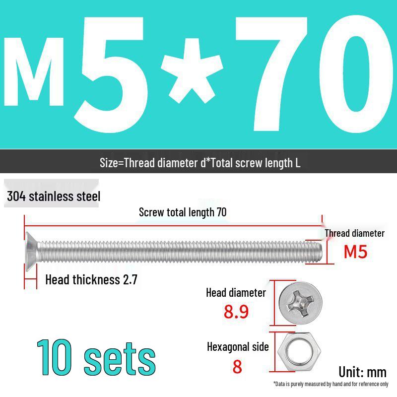 Набор Extra Long Phillips Flat Head Винтов и Гаек из Нержавеющей Стали 304 (2М, 3М, 4М)