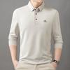 Новая мужская 2024 Осень Дизайнерский бренд Изысканная вышитая рубашка поло с длинным рукавом Деловой кэжуал Футболка с лацканами Топ Мужская одежда