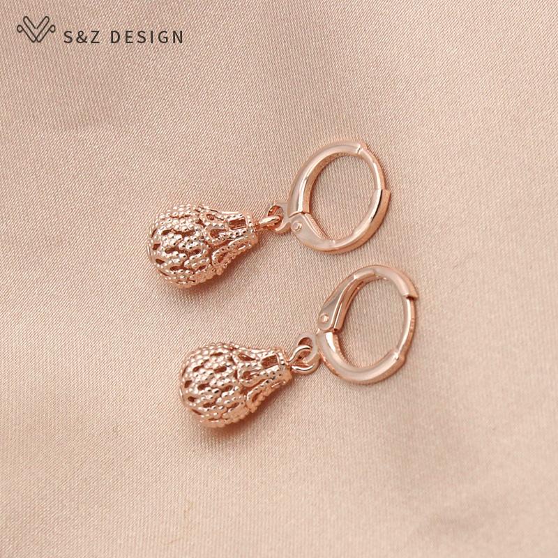 Элегантные модные винтажные богемные полые серьги цвета розового золота для женщин, ювелирные изделия, подарок для девочек