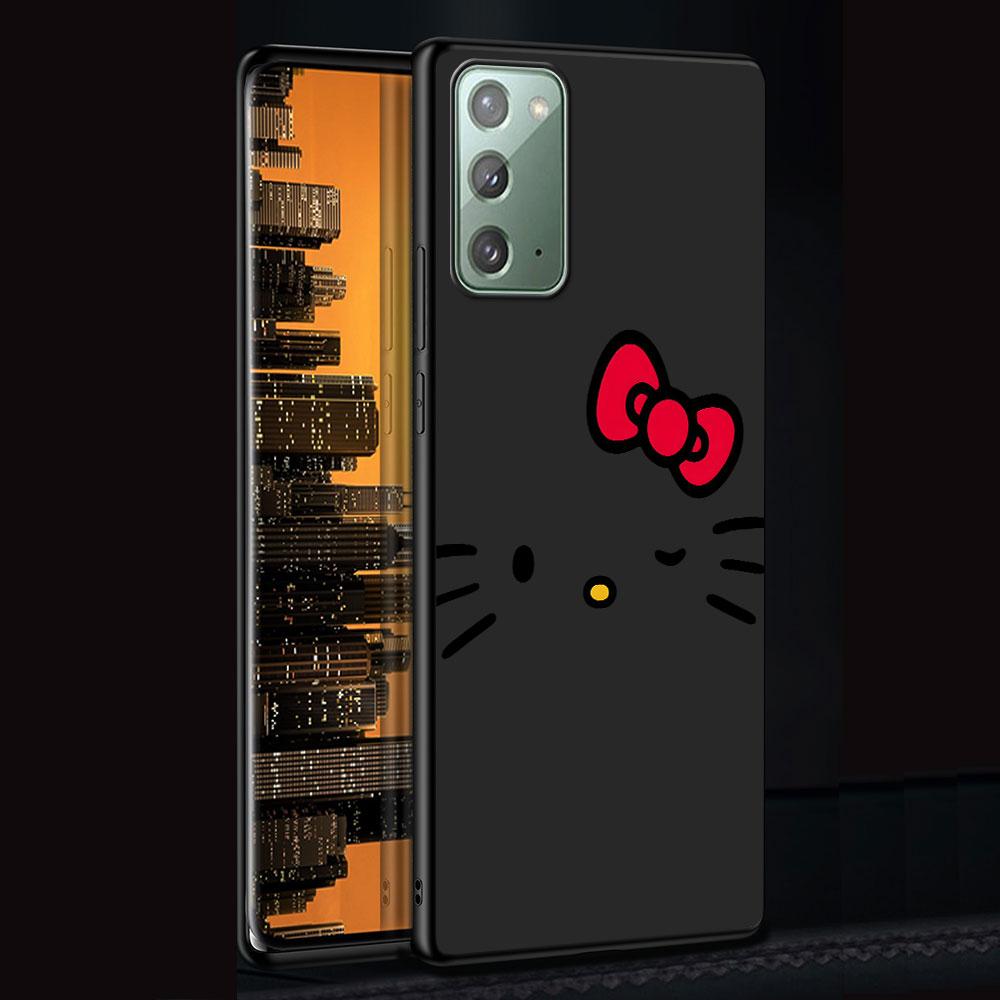 Cute Hello Kitty Case for Samsung Galaxy Note 20 Ultra 10 Plus 9 8 TPU Phone Cover Note 10 Lite Black Soft Shell Funda Capa