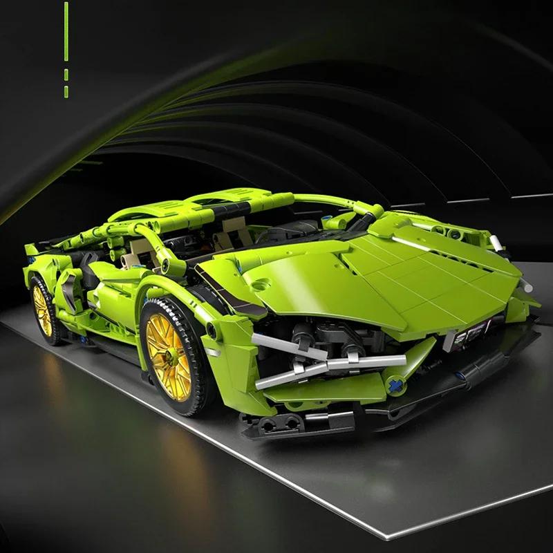 Технические гоночные спортивные модели автомобилей Строительные блоки Город Механическая скоростная машина Суперкар Кирпич Головоломка Игрушки для детей и взрослых Подарок