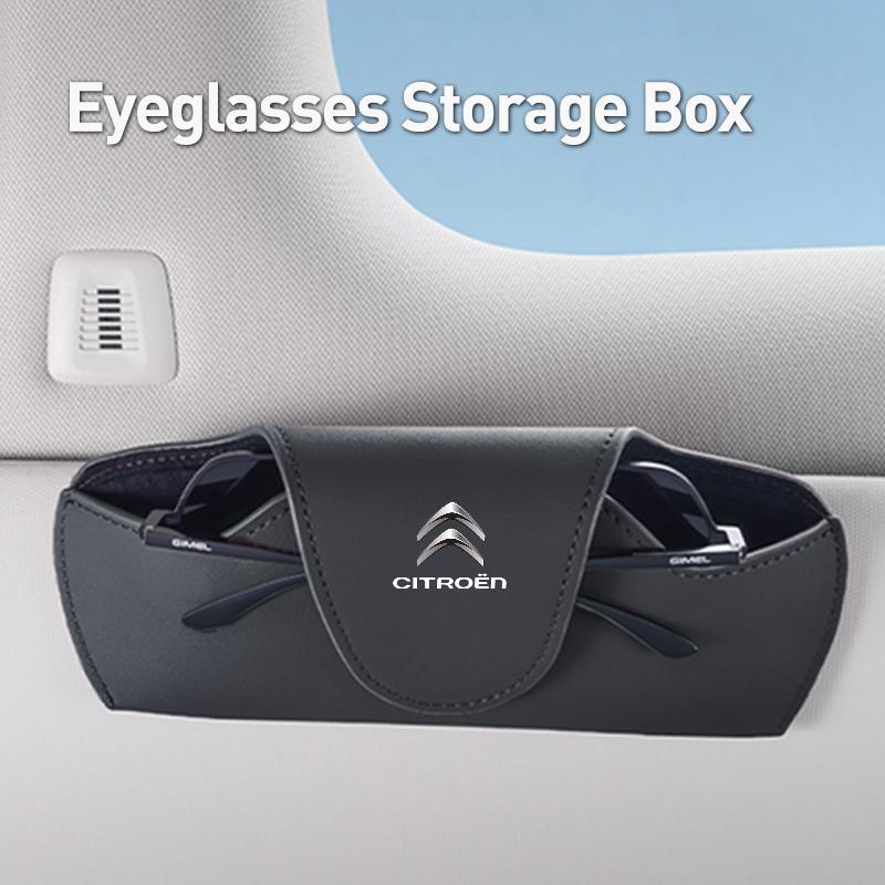 Leather Car Glasses Box Sunglasses Storage Holder For Citroen C4 C5 C1 Berlingo Celysee Cactus Picasso Aircross Saxo Grand