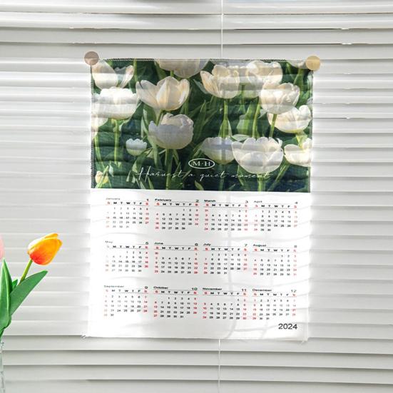 Календарь на 2024 год, подвесной тканевый, мягкий насыщенный цвет, изысканный узор, простая установка, декоративный настенный гобелен, фоновый календарь