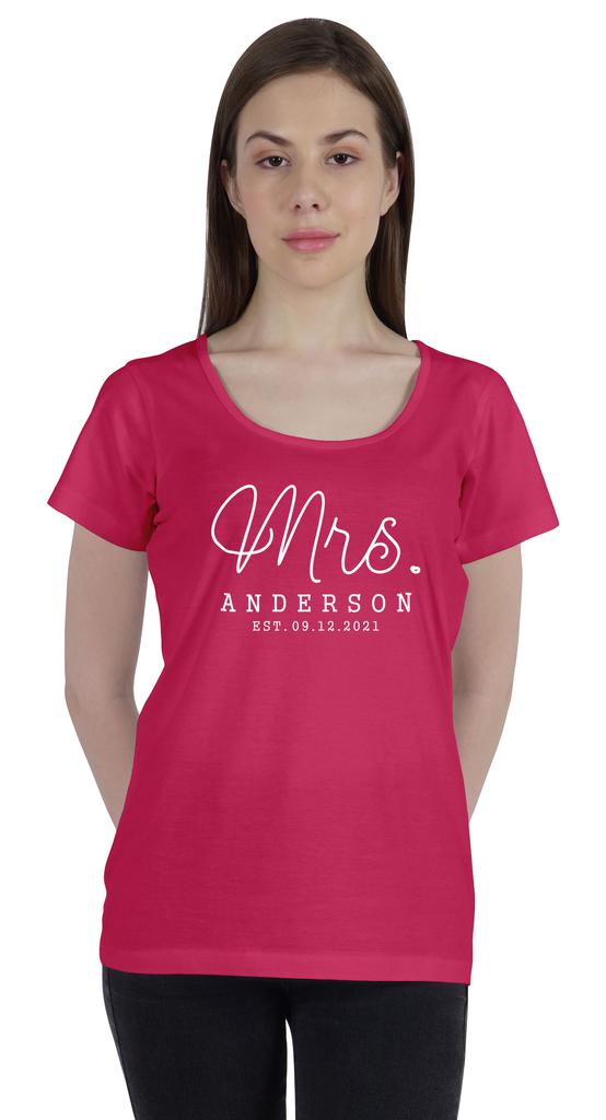 Inkdotpot Персонализированная женская футболка-топ Mrs Wedding Announcement Shirt-2S