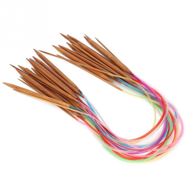 Multicolor Plastic Pipe Carbonized Double Annular Bamboo Sweater Needles for Knitting
