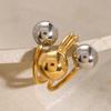 Yori Stainless Steel Creative Individualistic Ball Ring 2024 Colorfast Popular Party Personalized Exaggerated Charms Jewelry Wom