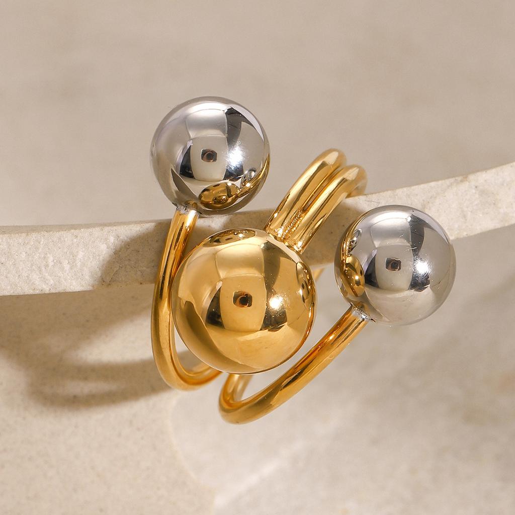 Yori Stainless Steel Creative Individualistic Ball Ring 2024 Colorfast Popular Party Personalized Exaggerated Charms Jewelry Wom