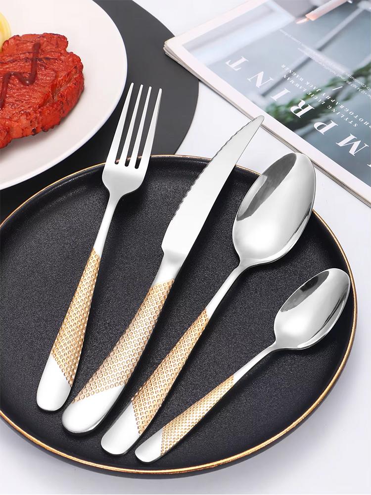 24pcs Stainless Steel Tableware Set, Including Knife, Fork, Spoon and Coffee Spoon Gift Box, Dishwasher Safe