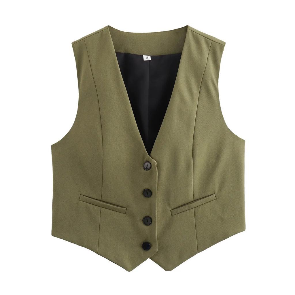 Women's Vest Black White Cropped Vest Top Women V Neck Sleeveless Vest Woman Fashion Working Summer Suit Vest Short Coats
