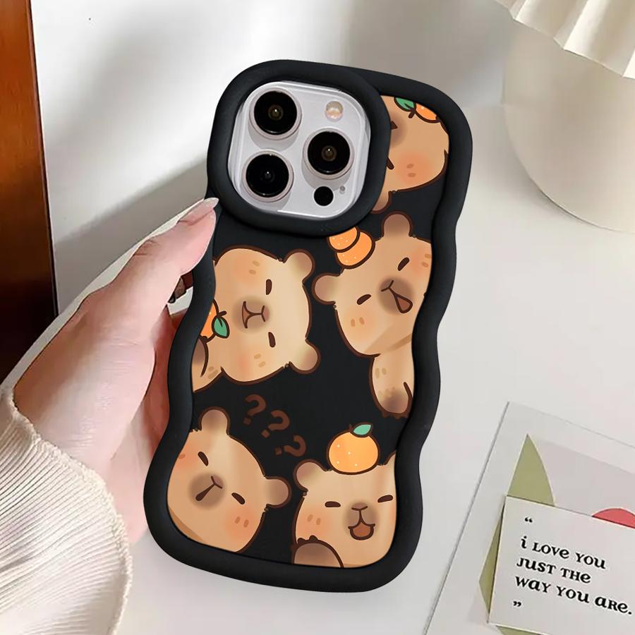 Чехол для iPhone 11 12 15 Plus 17 Air 14 16 Pro Max 13 XR 8 Мягкий чехол для телефона Капибара Милый
