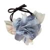 2Pcs Hair Tie High Elastic Rubber Band Hair Rope with Hand-Sewn Organza Flowers