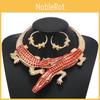 Creative Decoration Rhinestone Crocodile Design Women Necklace And Earring Set