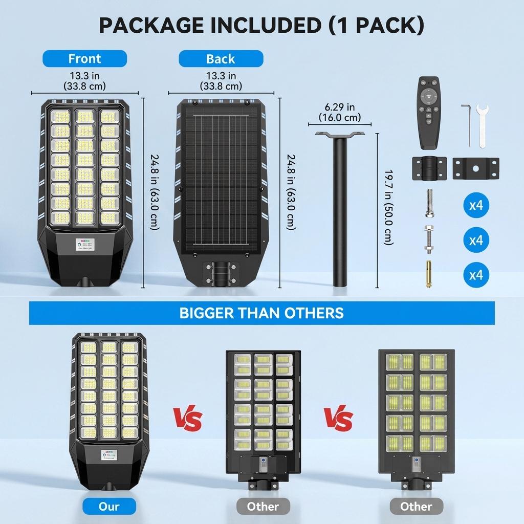 High Capacity 20Ah LiFePO4 Battery Motion Sensor Remote Control All-in-One Solar Street Lamp German Warehouse EU Local Stock