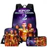 Kpop Охотники на ведьм, Цифровая печать, Вместительные, износостойкие и снижающие нагрузку детские школьные сумки, Рюкзаки для начальной школы