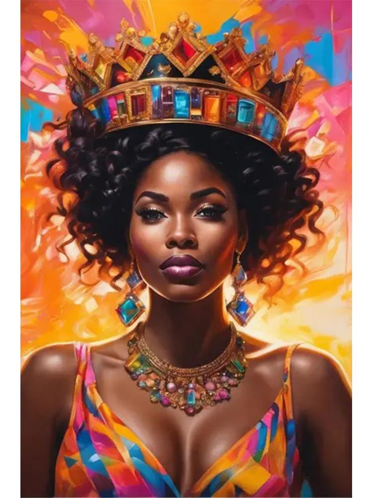 5D Diy Алмазная Картина Африканская Черная Женщина Портрет Настенная Живопись Мозаика Вышивка Девушка Цветная Картина Украшение Гостиной