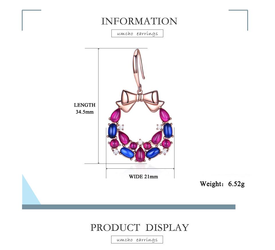 Серьги в виде рождественского венка оптом из розового золота с фиолетовым синим цирконием, серьги из стерлингового серебра 925 пробы с кубическим цирконием