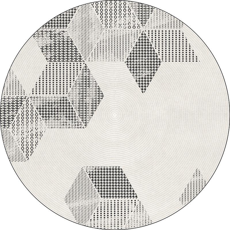 Minimalist Black & White Round Carpet - Thick Imitation Cashmere Chair Mat for Living Room, Study, or Bedroom