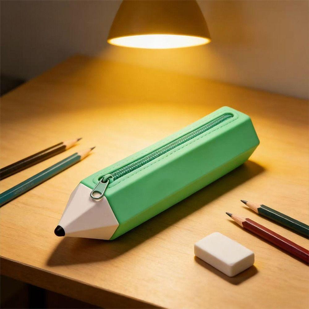 Large Capacity Pencil Case Pencil Shape Stationery Organizer Portable Pen Bag Students