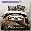 3pcs Custom Name Sloth Bedding Set Duvet Cover Closure Includes 1 Duvet Cover & 2 Pillowcases, Soft and Comfortable for All Seasons.