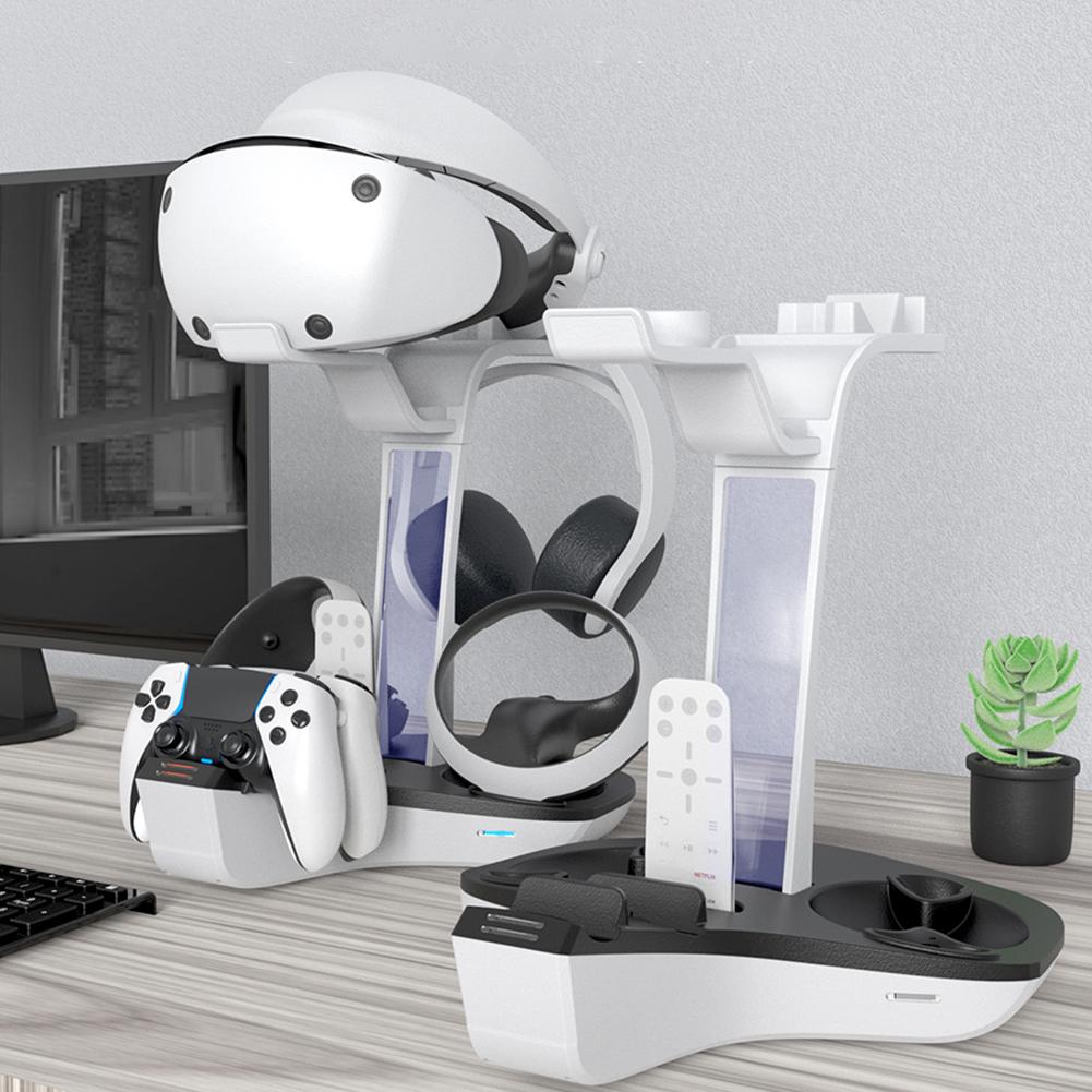 Controller Charger for PS5 for PS VR2 Professional Gamepad Charging Stand LED Indicator Light Storage Helmet Earphones Bracket