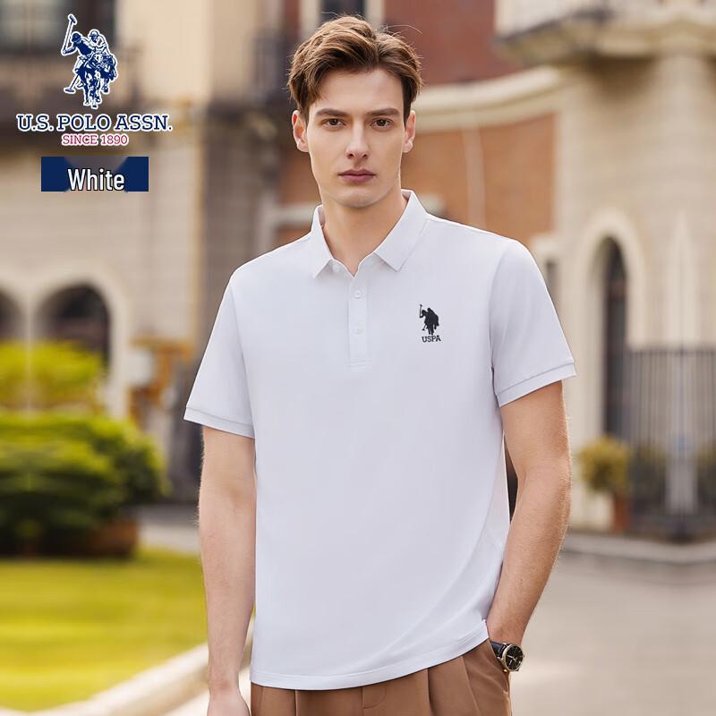U.S. Polo Assn. Мужская летняя рубашка-поло с коротким рукавом из смесовой шелковой ткани