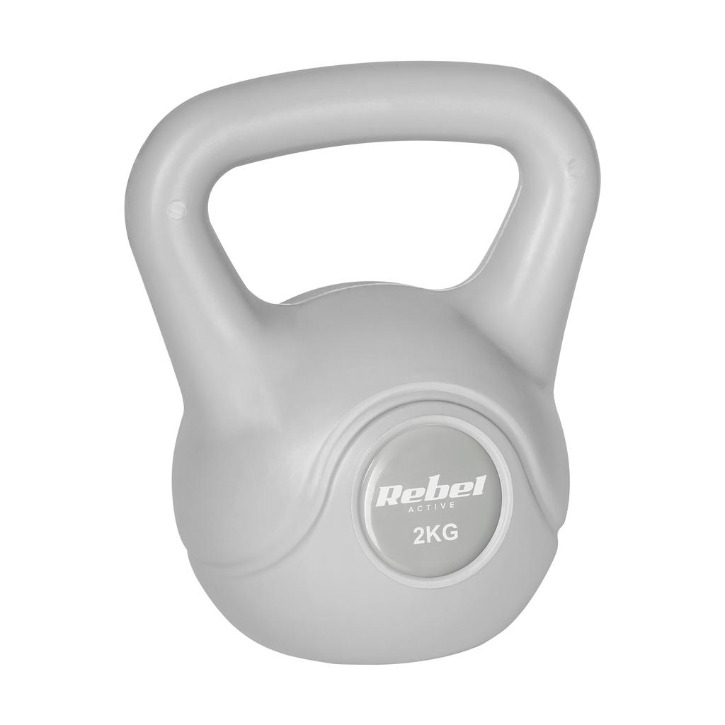 Kettlebell 2Kg Szary Kettle Hantel Odważnik Kula Do Ćwiczeń Abs Rebel