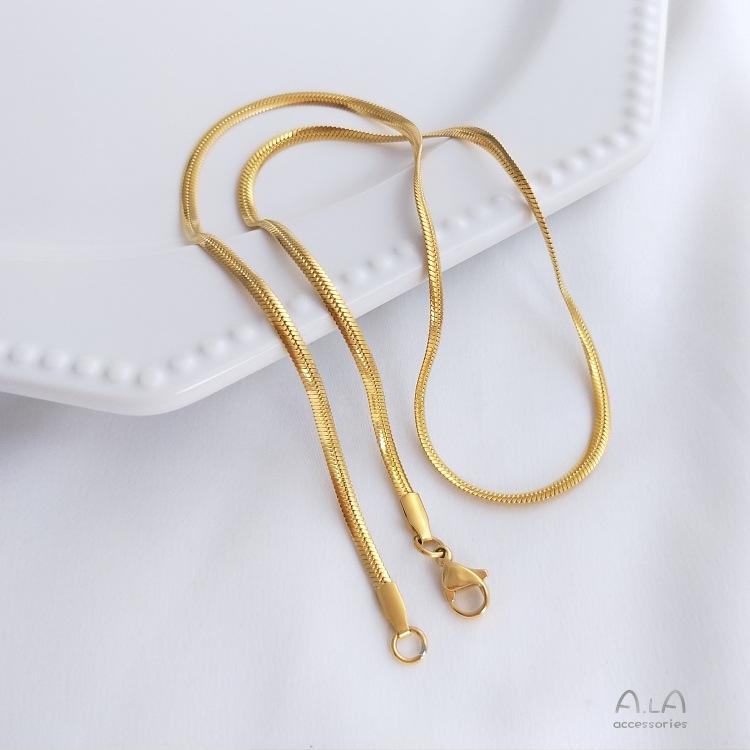 18K Gold-Plated Titanium Steel Snake Bone Necklace - Women's Minimalist Choker