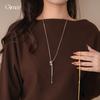 Korean-style Minimalist Zircon Circle Twisted Tassel Necklace, a Delicate and Luxurious Accessory for Women, Perfect for Pairing with Sweaters
