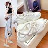 2025 Women's Korean Platform Sneakers - Breathable Mesh Slip-On White Shoes, Chunky Casual Walking Shoes