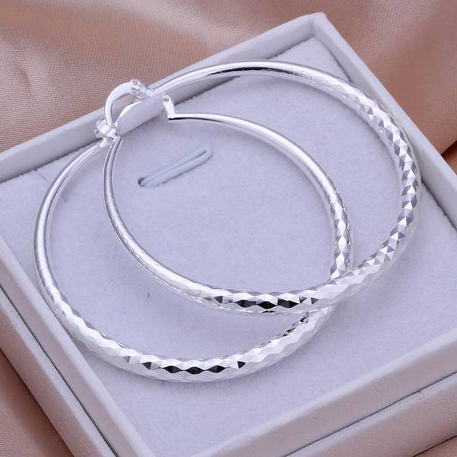 925 Silver Color Big Earring Women Lady 5cm Circle Top Quality Fashion Wedding Beautiful Women Jewelry