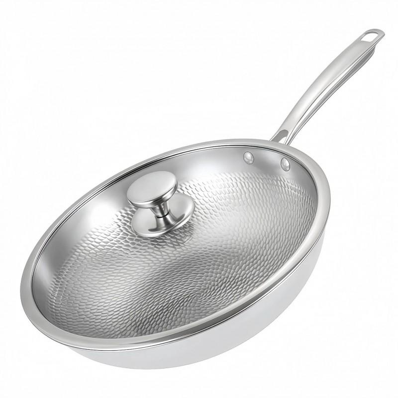 Titanium Frying Pan 32cm Nonstick Hammered Surface Wok Gas Induction Electric Stove