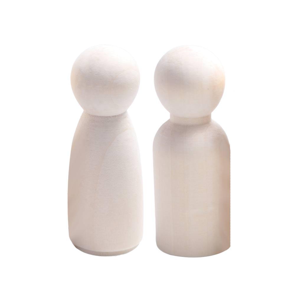 Wood Male Female Puppets Handmade Unpainted Figures Wedding Decoration Wooden Peg Doll Wood Crafts