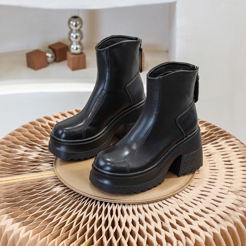 Модные женские ботильоны на высоком каблуке AIYUQI из натуральной кожи 2025 Новинка Каблук 10 см Высокие Женские Ботильоны Платформа Британский Стиль Модные Ботинки Женские