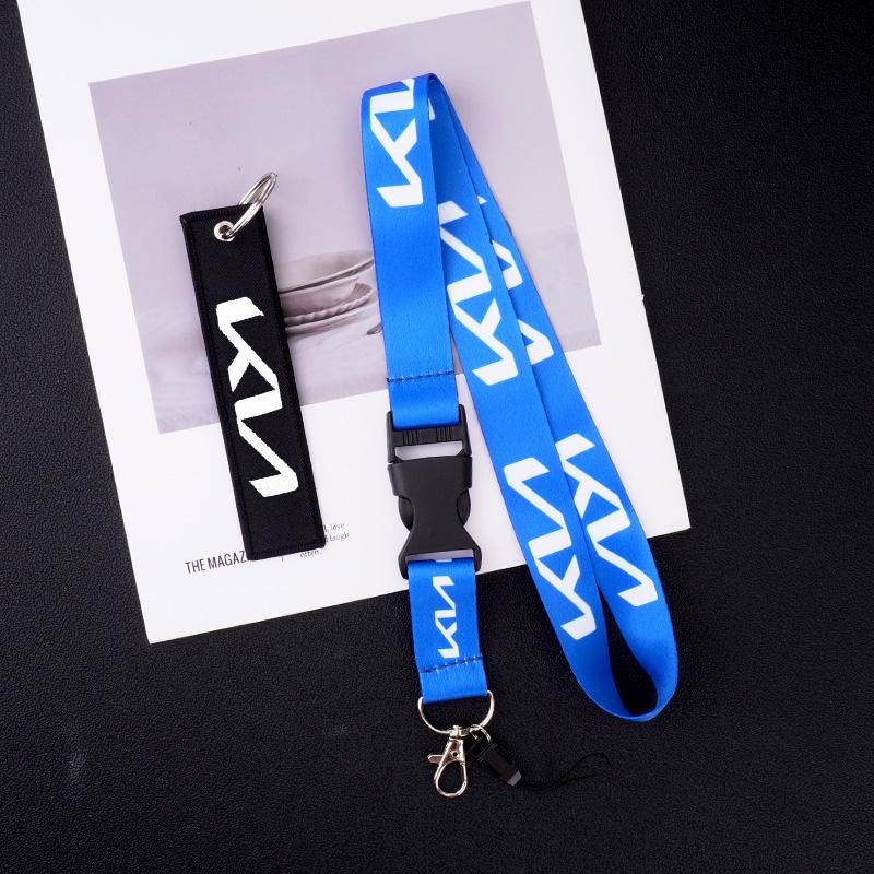 URDV7 Car Keychain Neck Wear ID Card Pass Lanyard Nylon Long Keyring Ribbon For KIA KN Rio Ceed Sportage Cerato Sorento Optima Picanto